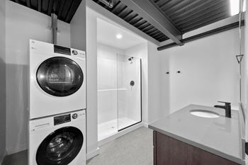 Bathroom With Bathtub at Plant 1 Lofts, N. Newton, IA  